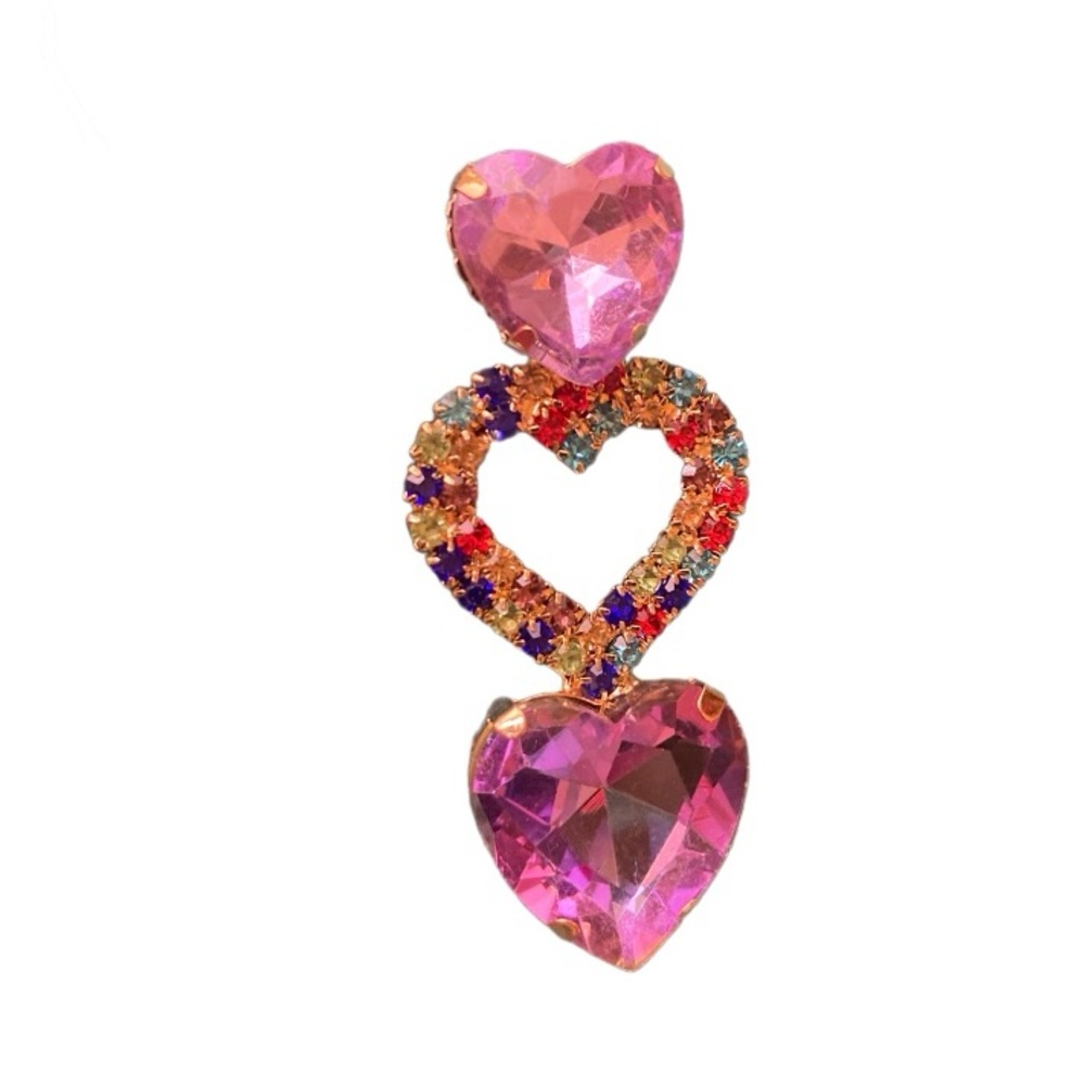 Three Heart Gemstone Earrings